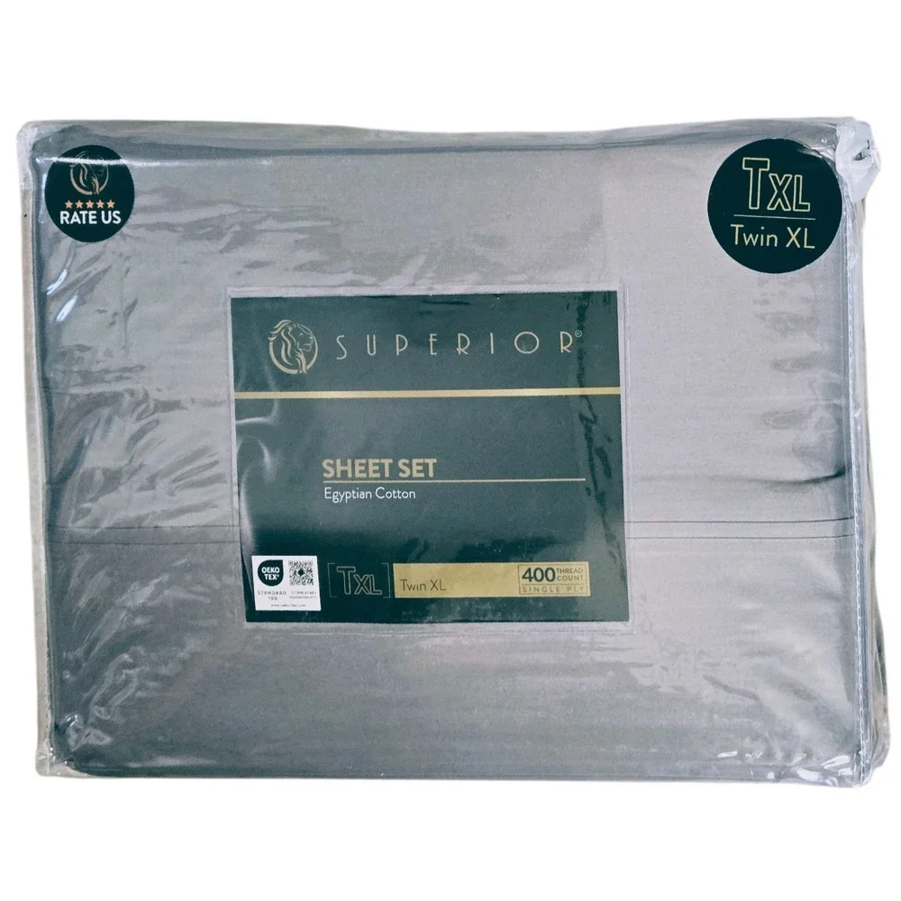 Superior Egyptian Cotton 400 Thread Count Bed Sheet Set Deep Pocket GREY TWIN XL